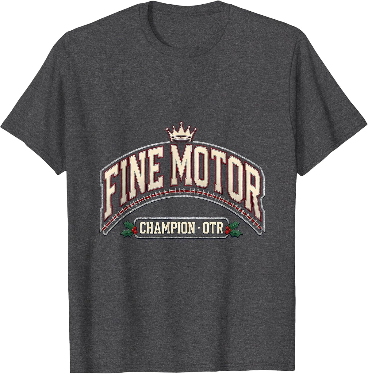 Men's Fine Motor Champion, OTR Sparkle Varsity Occupational T-Shirt - Dark Heather Grey