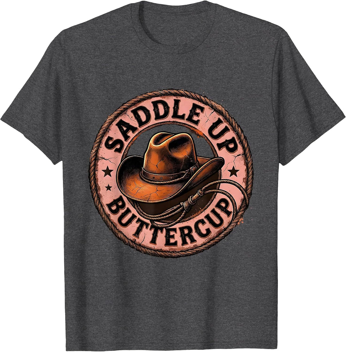 Men's Saddle Up Buttercup Cowgirl Graphic Design T-Shirt - Dark Heather Grey