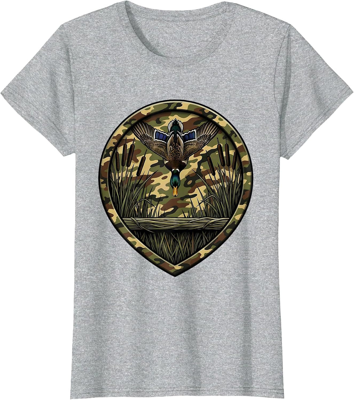 Duck Camo Hunter Layout Blind Overhead Ducks T-Shirt - Heather Grey