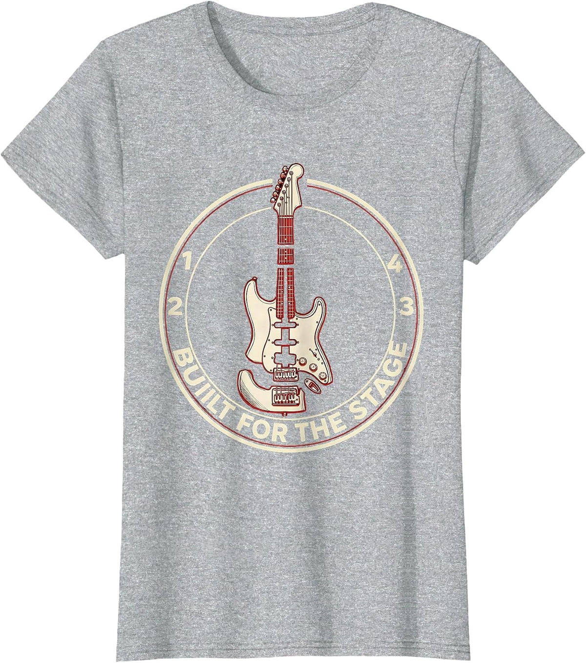 Built for the Stage 80s Rock Band Graphic Design T-Shirt - Heather Grey