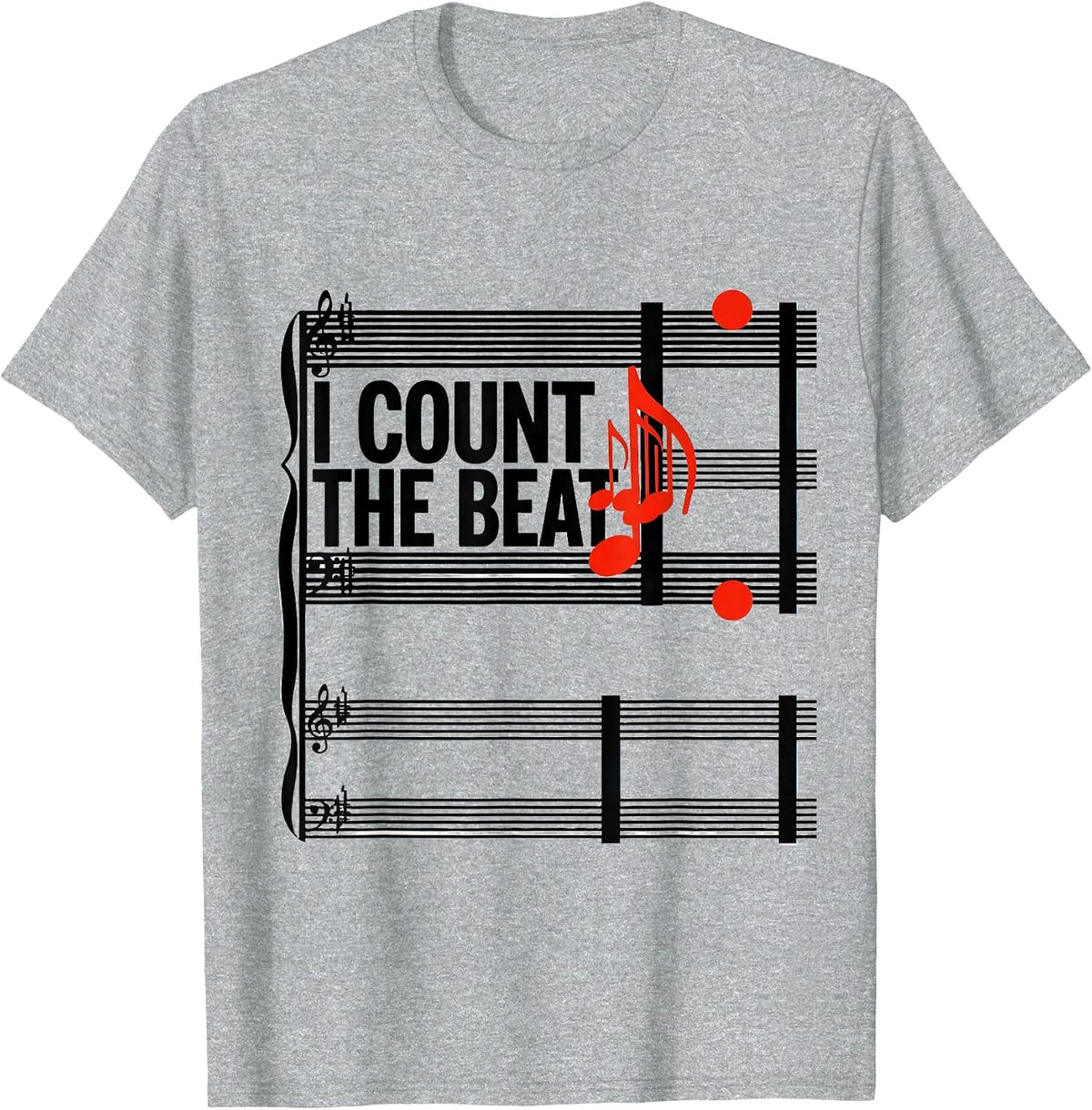 Men's I Count The Beat Geometric Musician Humor Gift For Music T-Shirt - Heather Grey