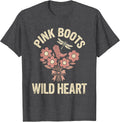 Men's Pink Boots Wild Heart Cowgirl Design T-Shirt - Dark Heather Grey