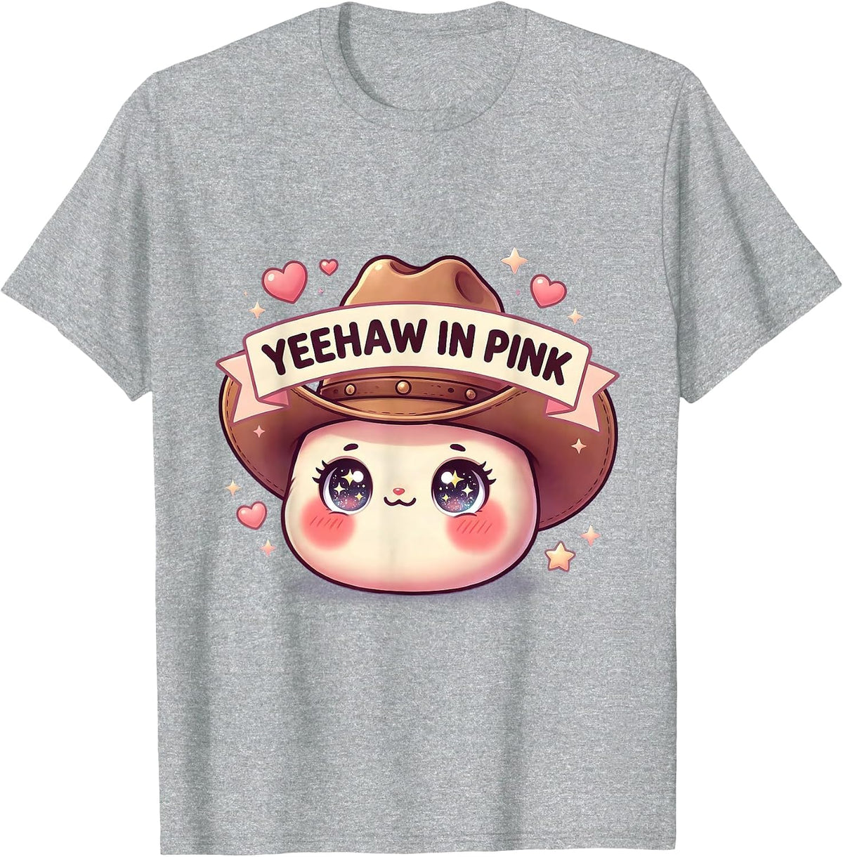 Men's Yeehaw Pink Cowgirl Western Design T-Shirt - Heather Grey