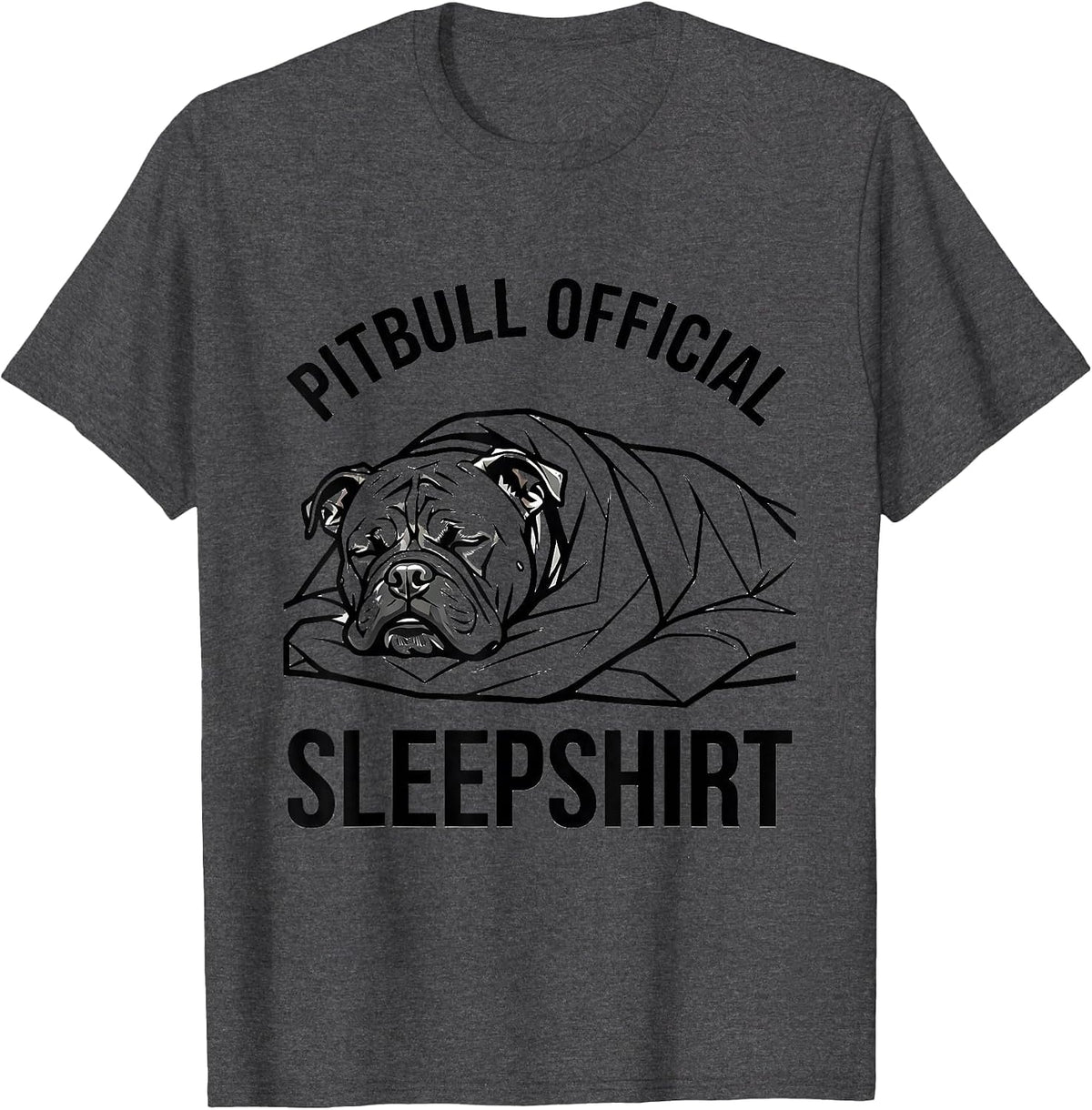 Men's Pitbull Official Sleepshirt Cozy Dog Owner Nightgown T-Shirt - Dark Heather Grey