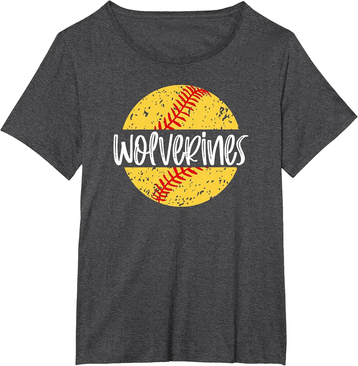 Wolverines Softball Team Mascot School Spirit Game Day T-Shirt - Dark Heather Grey