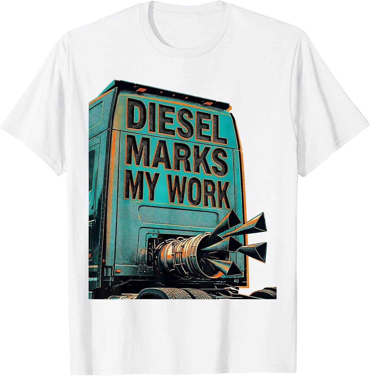 Men's Diesel Marks My Work Risograph Diesel Mechanic Trucker Humor T-Shirt - White