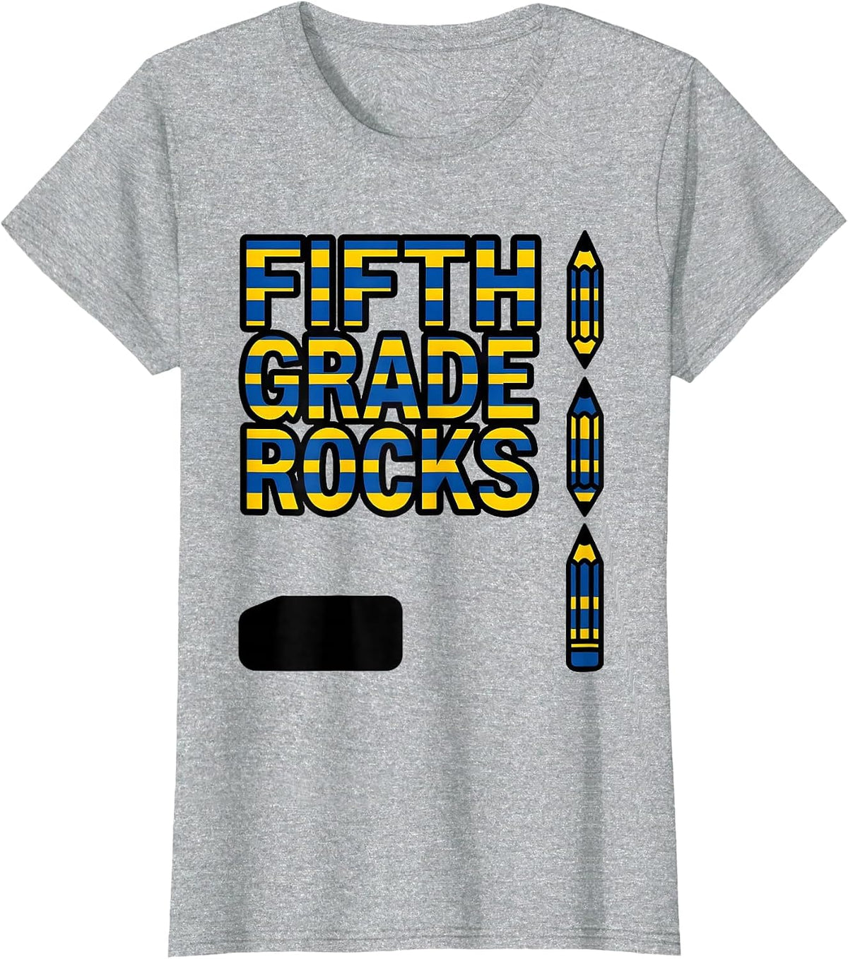 Fifth Grade Rocks Cute Pencil Back to School Kids T-Shirt - Heather Grey