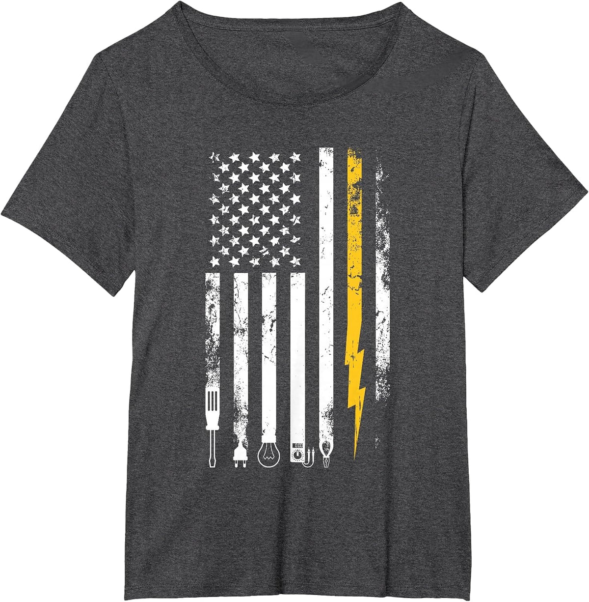 Electrician US Flag Electricians Tools T-Shirt - Dark Heather Grey