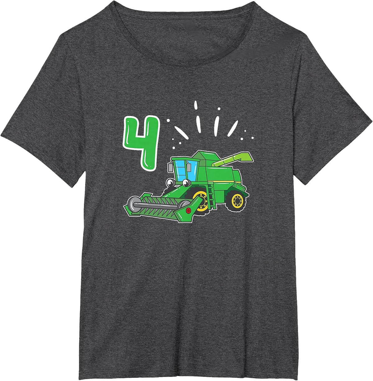 Farmer Bauer Combine Harvester 4 Years Children's Birthday T-Shirt - Dark Heather Grey