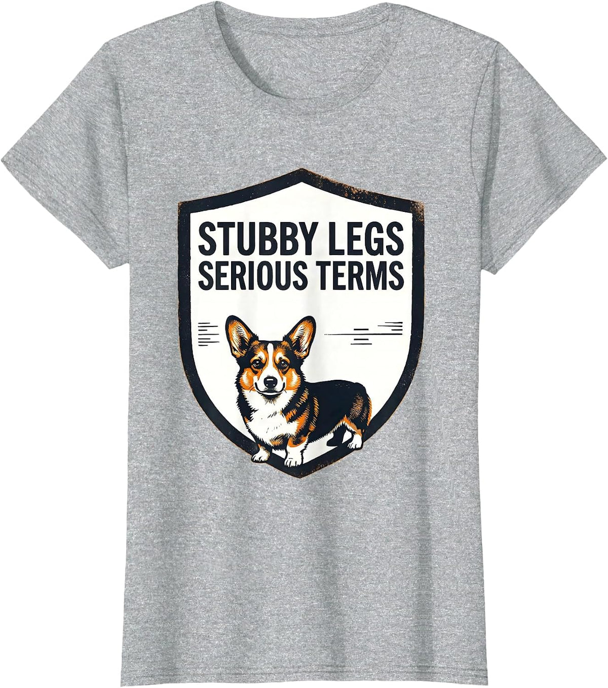 Stubby Legs, Serious Terms Funny Corgi Dog Lover Retro T-Shirt - Heather Grey