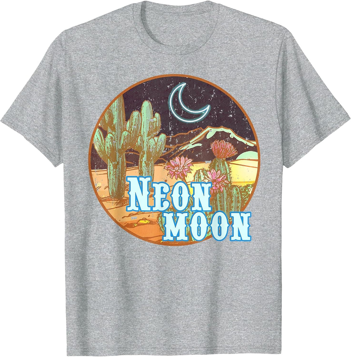 Western 90's Country Music Neon Moon Country Cowgirl Cowboy T-Shirt - Heather Grey