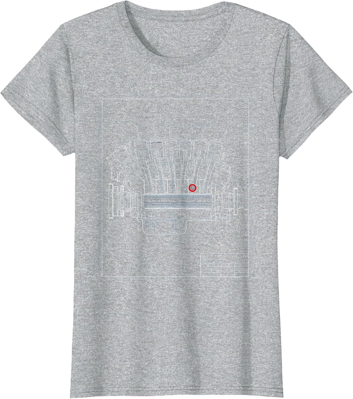 Diesel Engine Blueprint Trucker Mechanic Pickup Driver Humor T-Shirt - Heather Grey