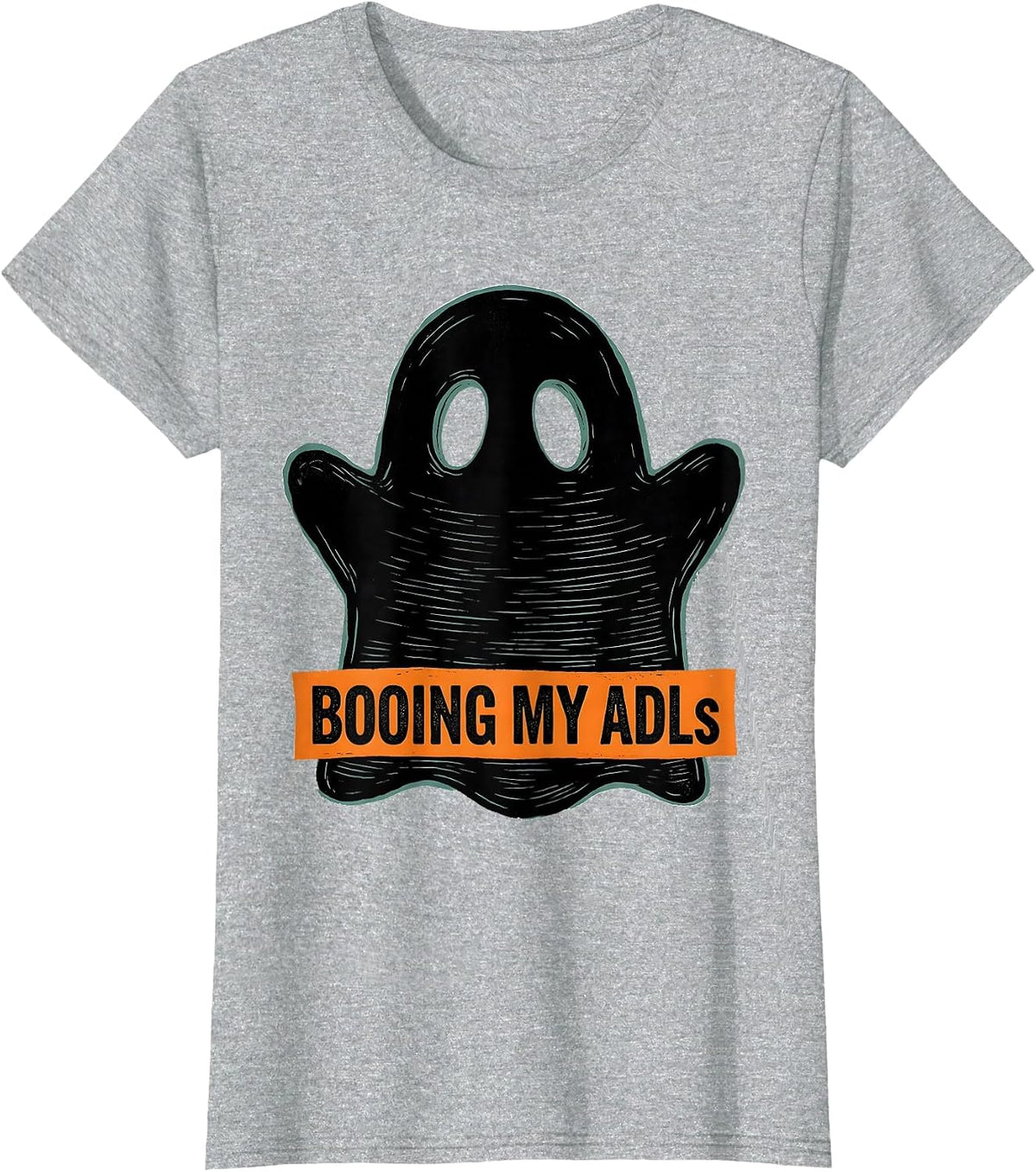 Women's Booing My ADLs Funny Occupational Therapy Halloween Work T-Shirt - Heather Grey