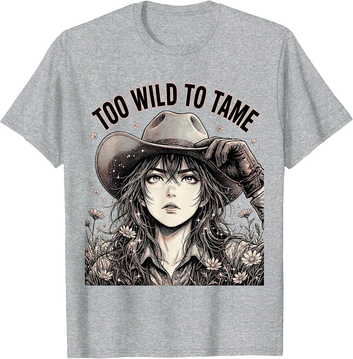 Men's Too Wild To Tame Bold Western Graphic Design T-Shirt - Heather Grey