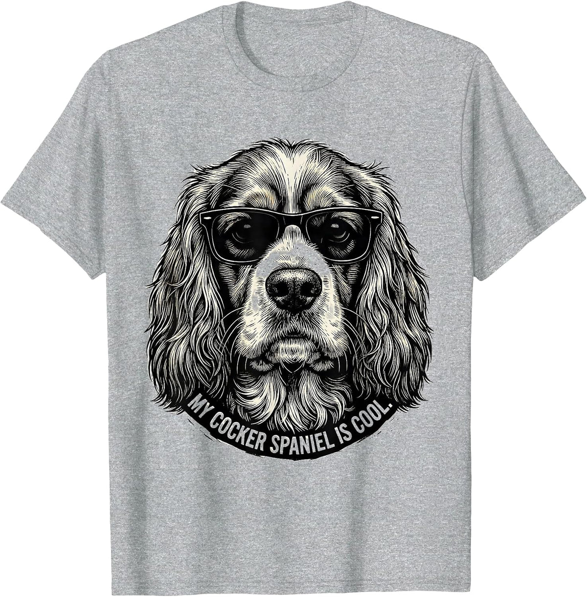 Men's My Cocker Spaniel Is Cool Funny Dog Lover Portrait T-Shirt - Heather Grey