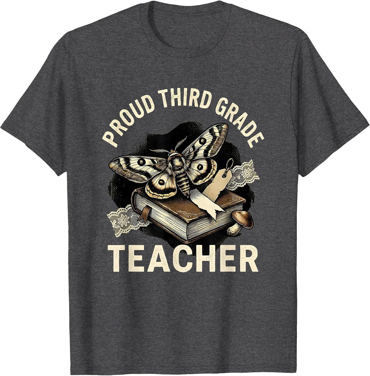 Men's Proud Third Grade Teacher Appreciation Design T-Shirt - Dark Heather Grey