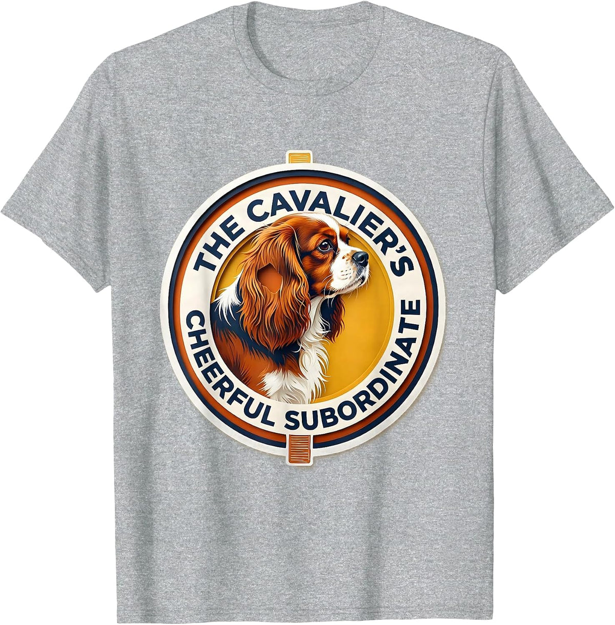 Men's The Cavalier's Cheerful Subordinate Paper-Cutout Dog Owner T-Shirt - Heather Grey