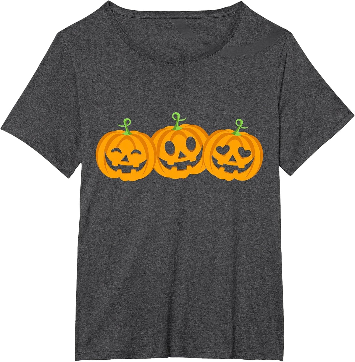Three Halloween Pumpkins Jack o Lantern Faces T-Shirt - Dark Heather Grey