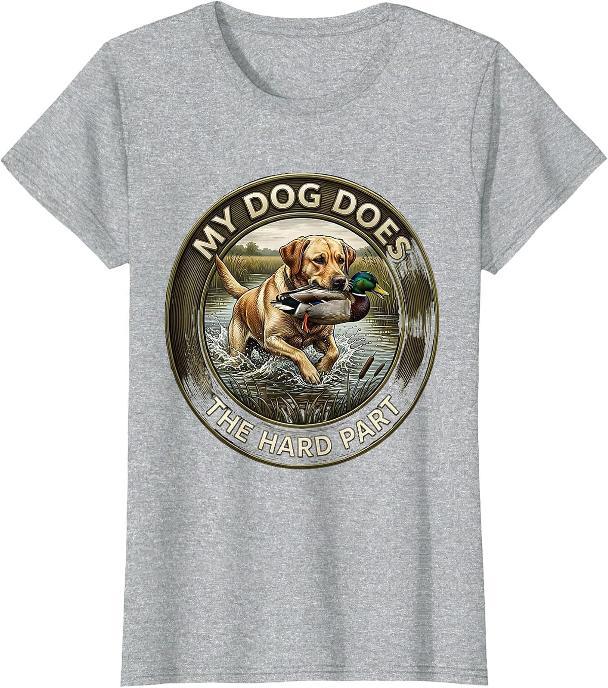 My Dog Does The Hard Part Hunting Dog Waterfowl Youth T-Shirt - Heather Grey