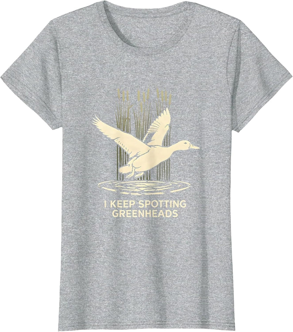 Women's I Keep Spotting Greenheads Mallard Duck Hunting Camo T-Shirt - Heather Grey