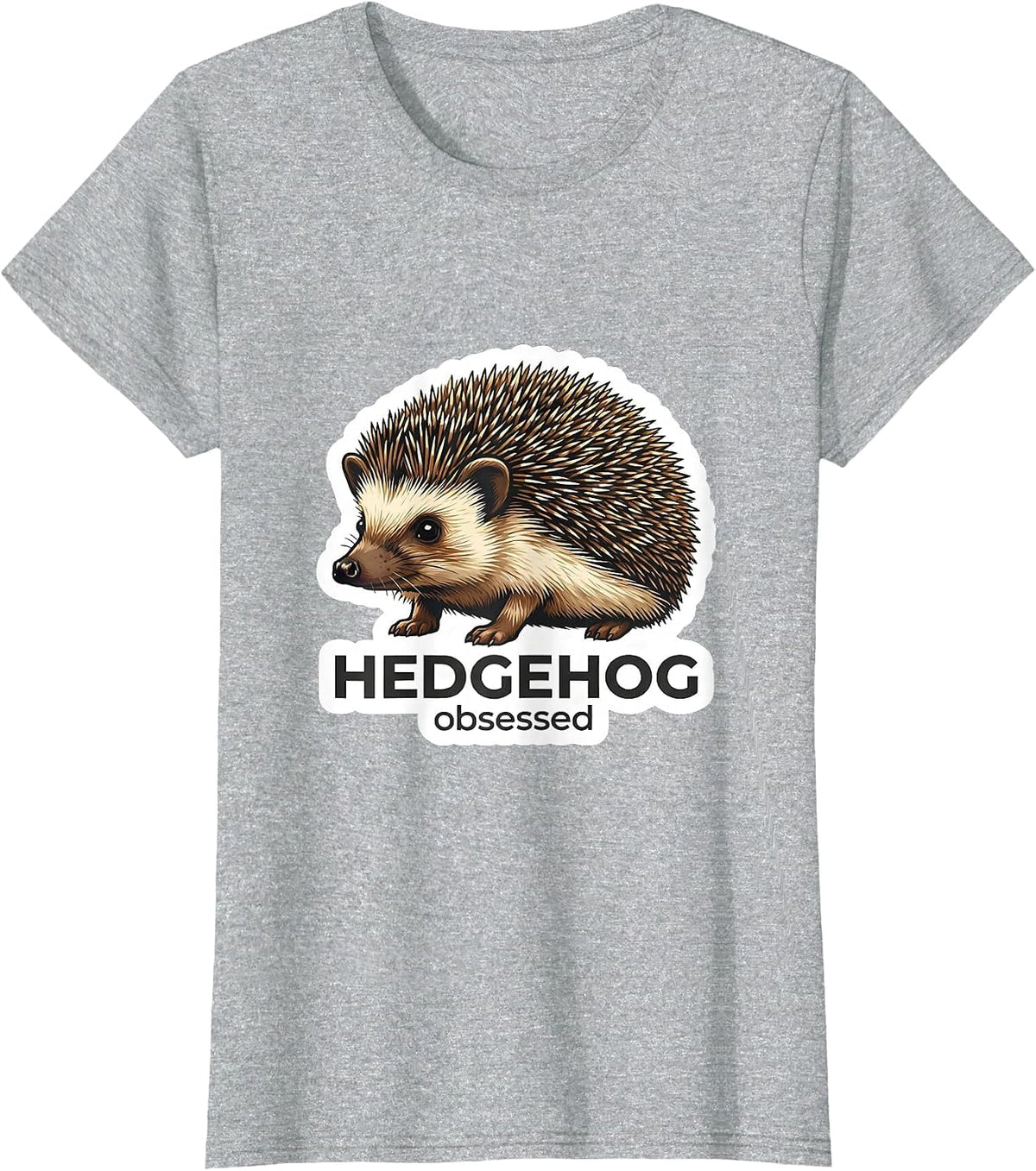 HEDGEHOG obsessed Minimalist Animal Badge Patch Icon Gift T-Shirt - Heather Grey