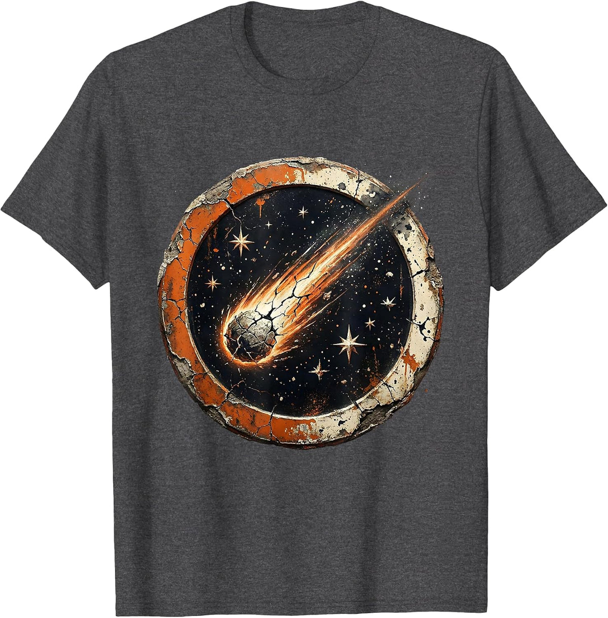 Men's Godspeed Comet Blazing Through Starry Night Sky T-Shirt - Dark Heather Grey