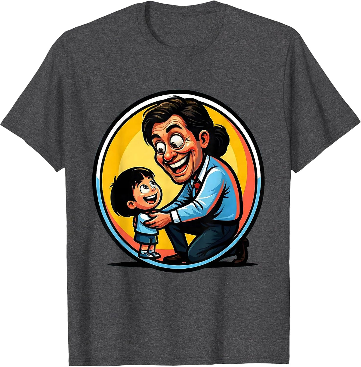 SPED Teacher Kneeling With Student Graphic T-Shirt - Dark Heather Grey