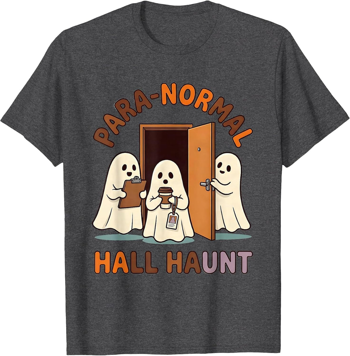 Para-Normal Hall Haunt Funny SPED Paraprofessional Halloween T-Shirt - Dark Heather Grey