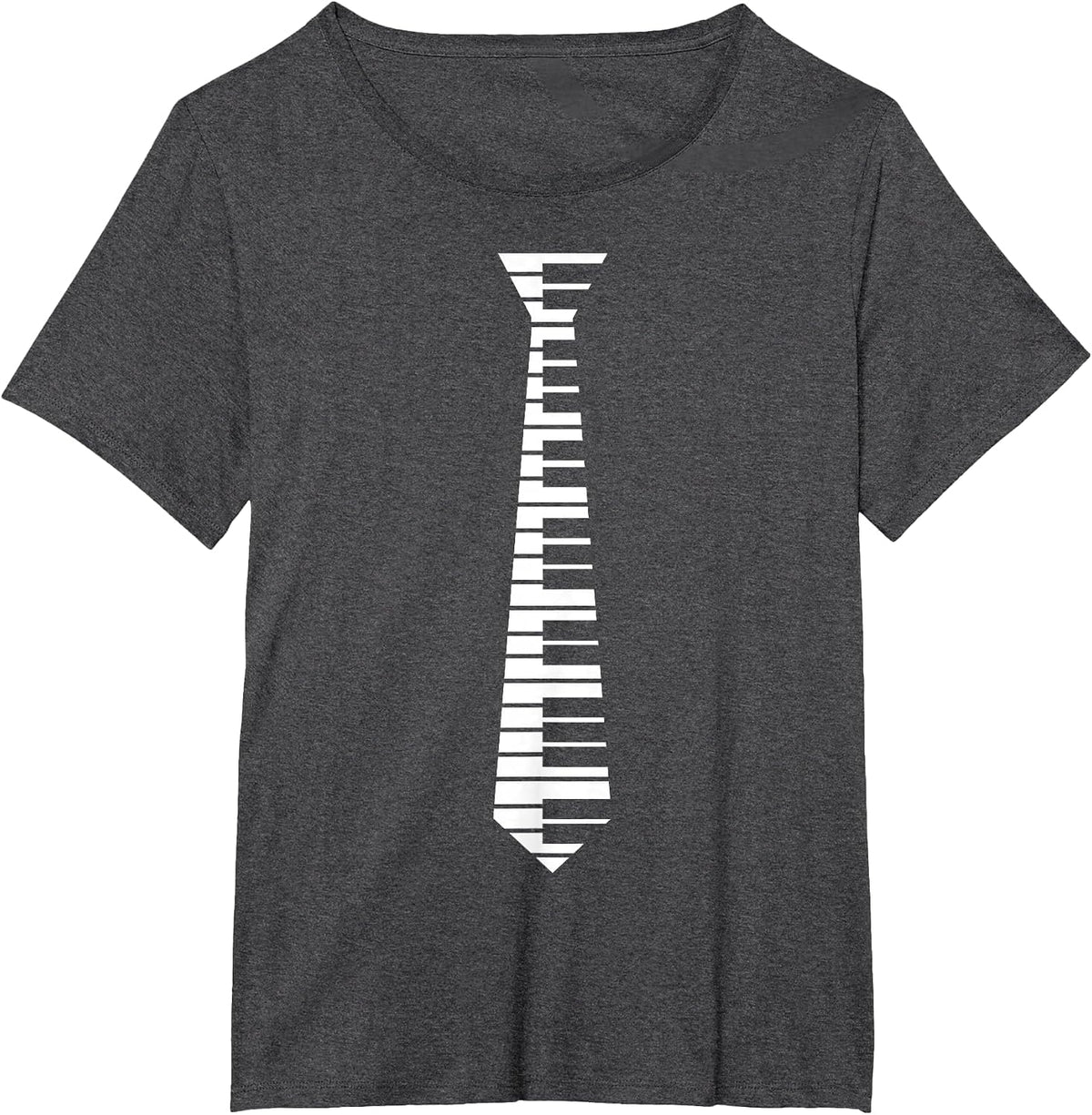 Piano Neck Tie Funny Humorous Keyboard Music Player, Pianist T-Shirt - Dark Heather Grey