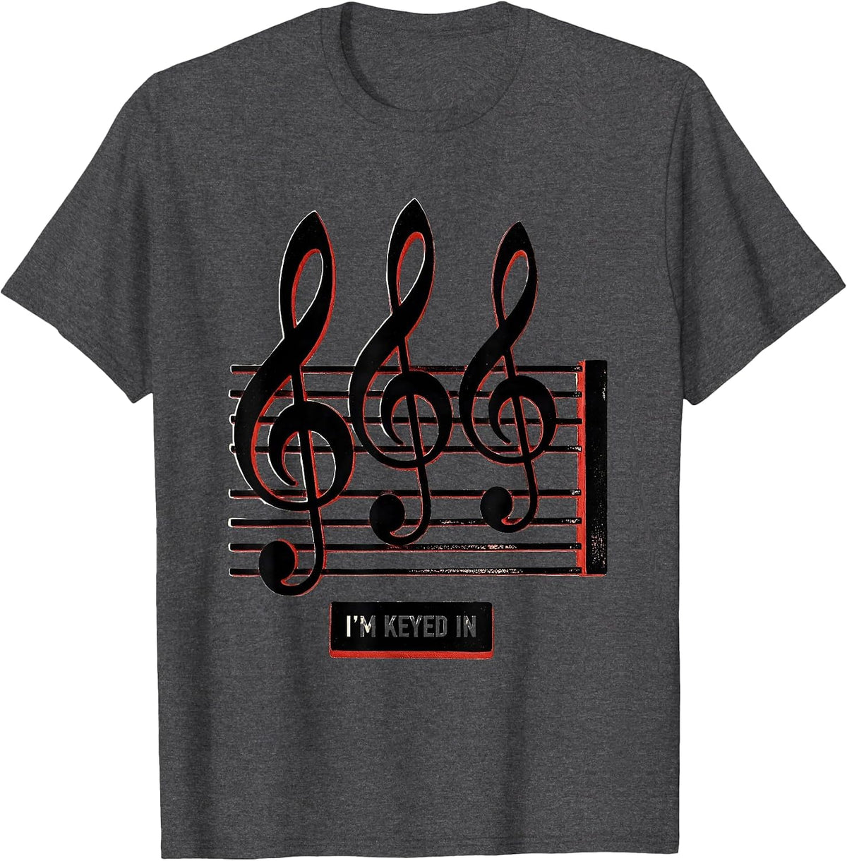 Men's I'm Keyed In Funny Music Lover Pianist Gift Idea T-Shirt - Dark Heather Grey