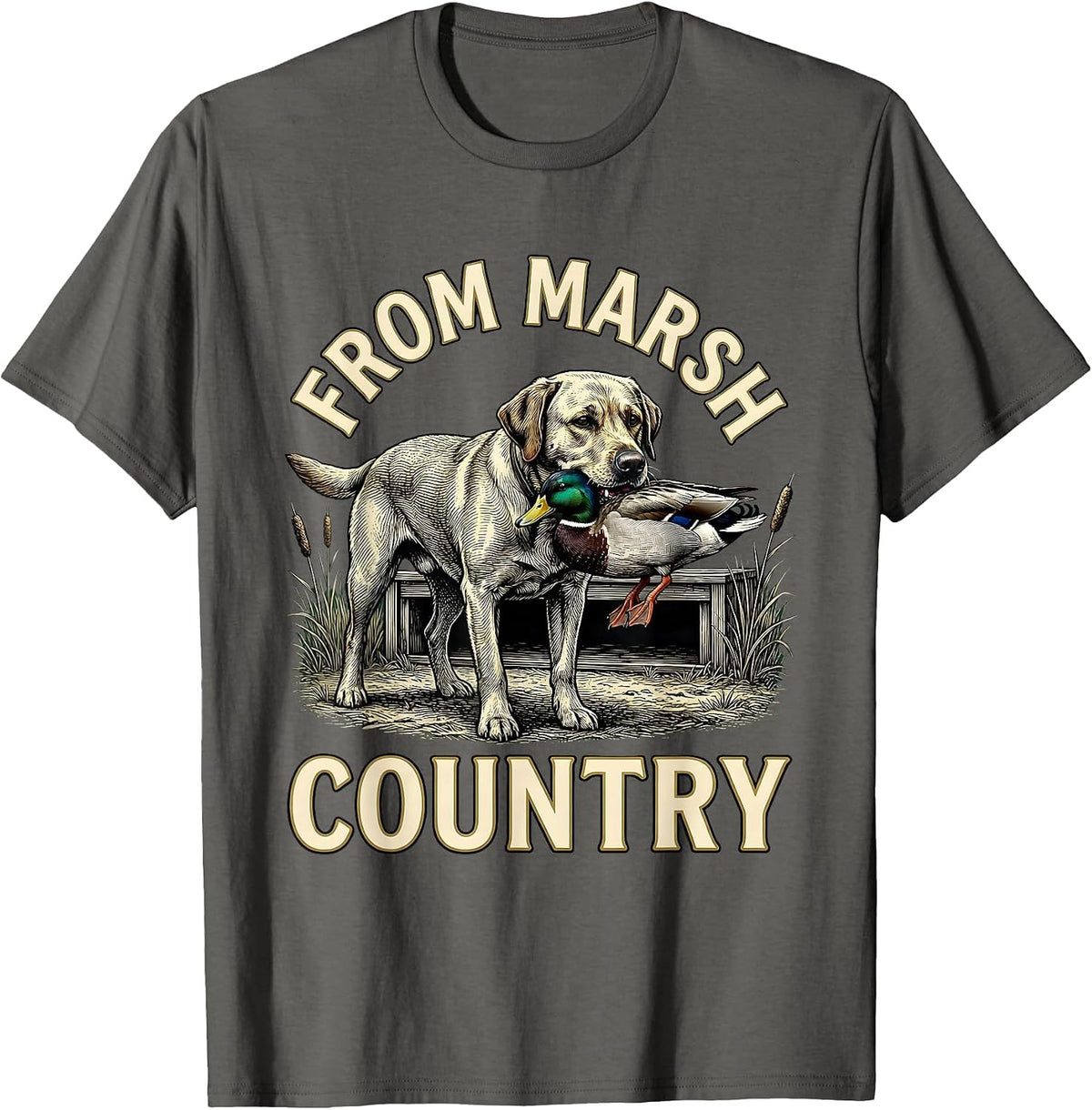 From Marsh Country Crosshatch Labrador Waterfowl Hunting T-Shirt - Asphalt Grey