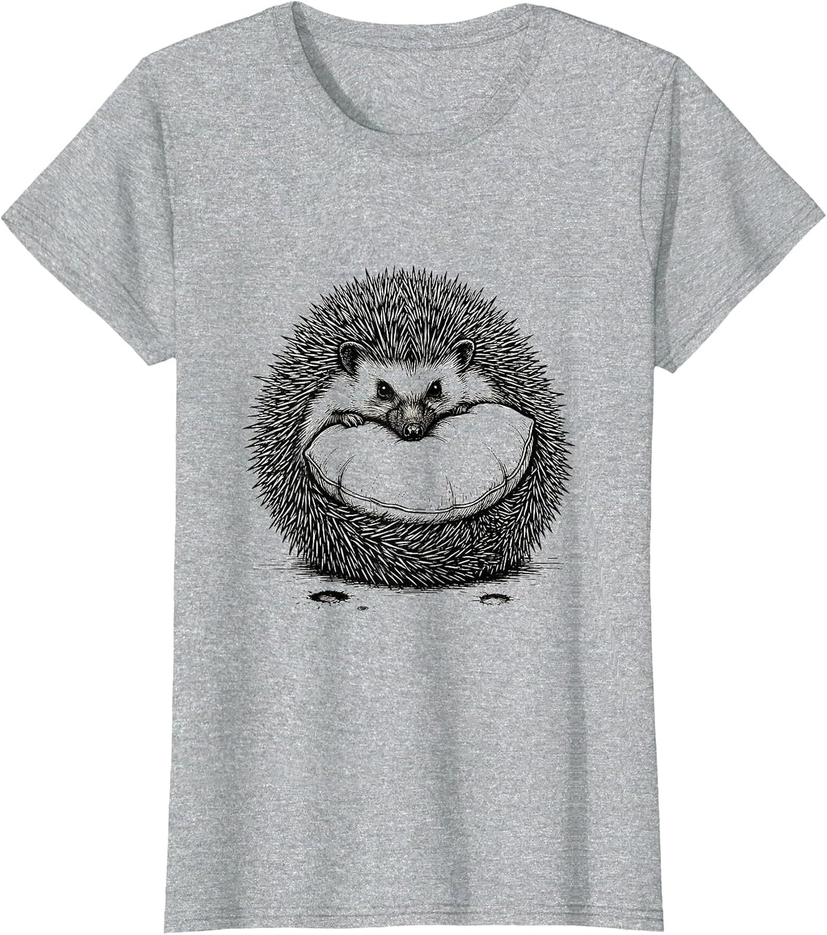 Curled Hedgehog Line Art Cute Small Animal Lover Humor T-Shirt - Heather Grey