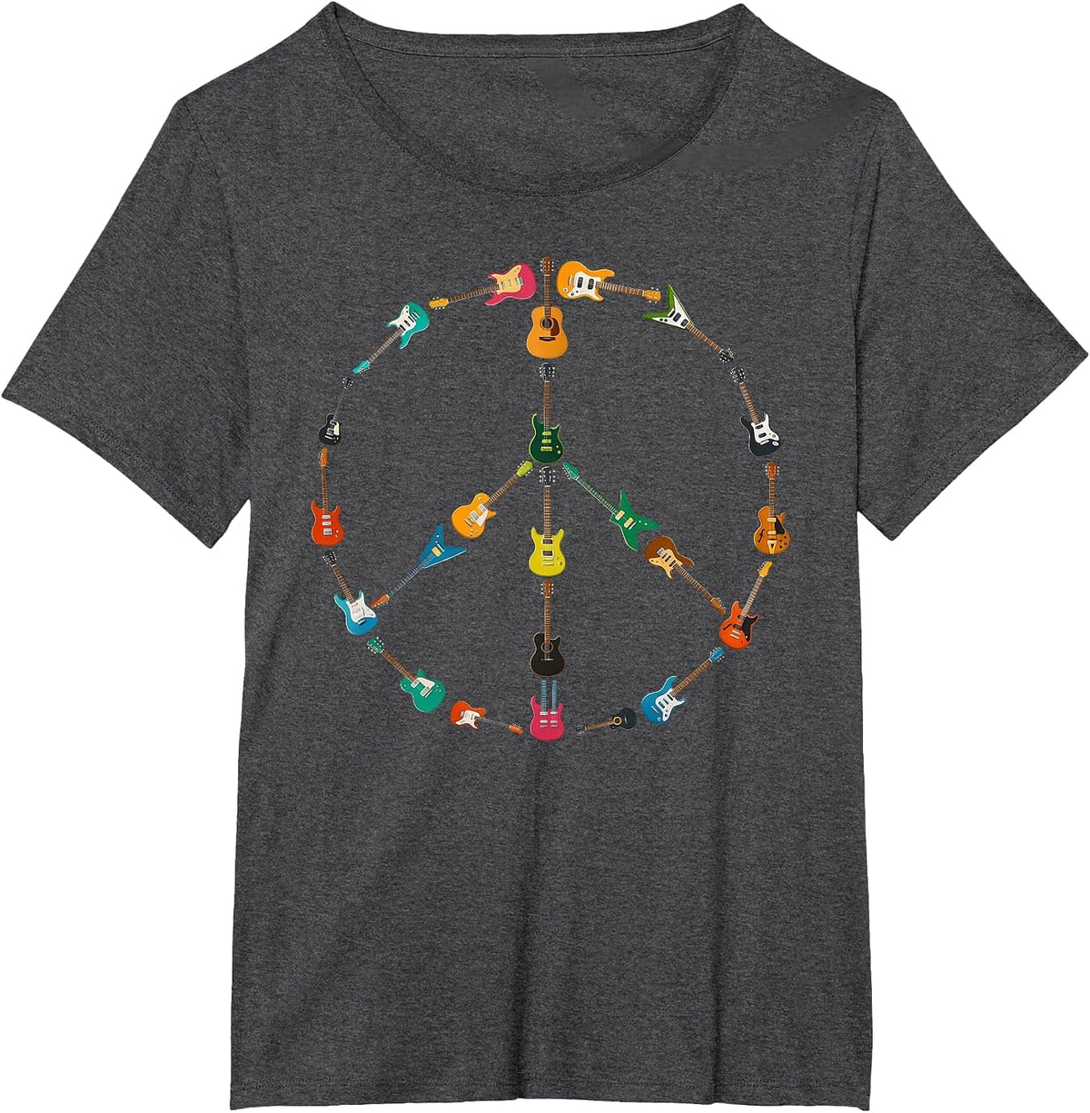 Peace Sign Made of Guitars Music Rock Hippie Men Women Retro T-Shirt - Dark Heather Grey