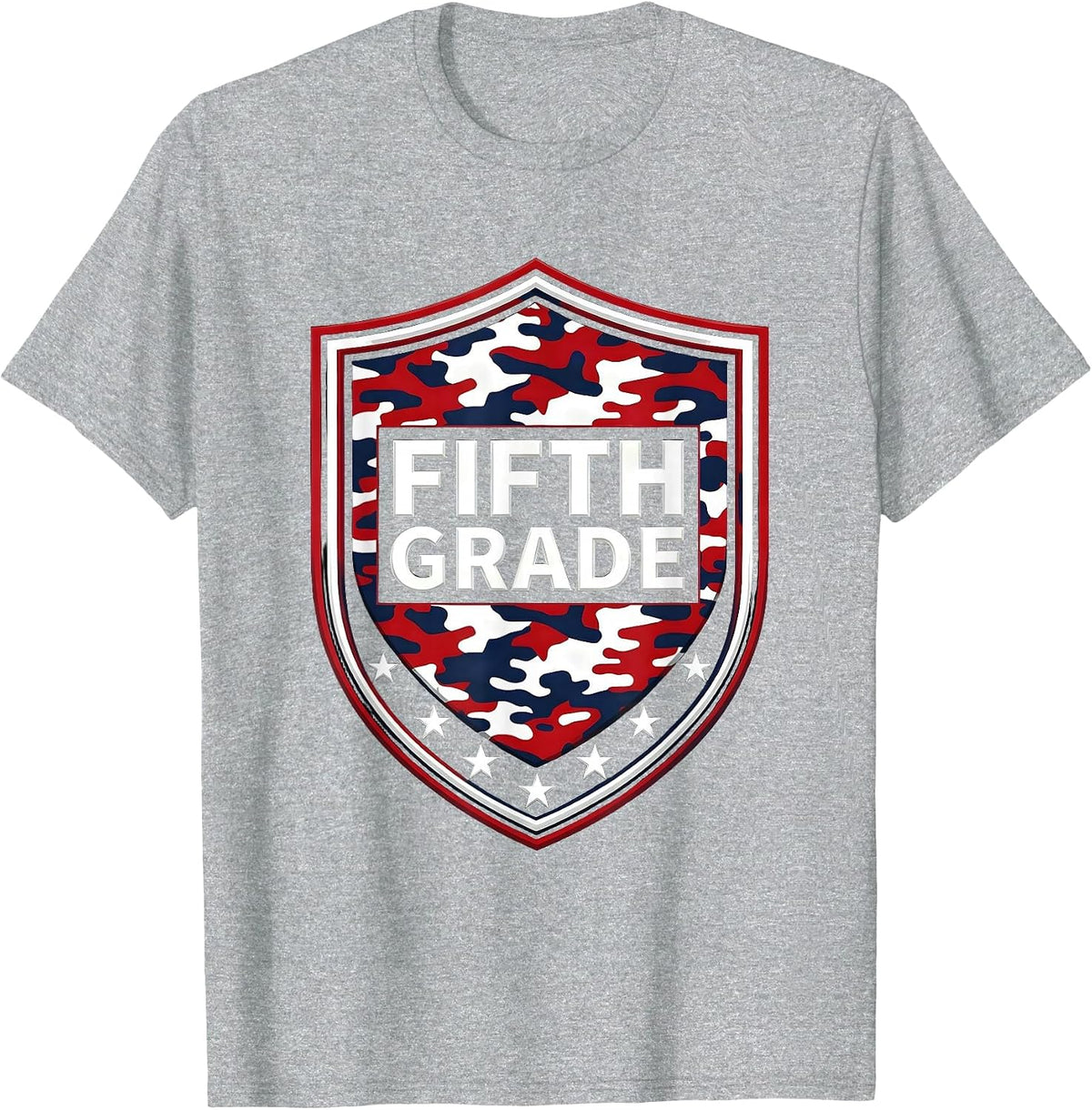 Men's Fifth Grade Patriotic Camo Back To School Boys T-Shirt - Heather Grey
