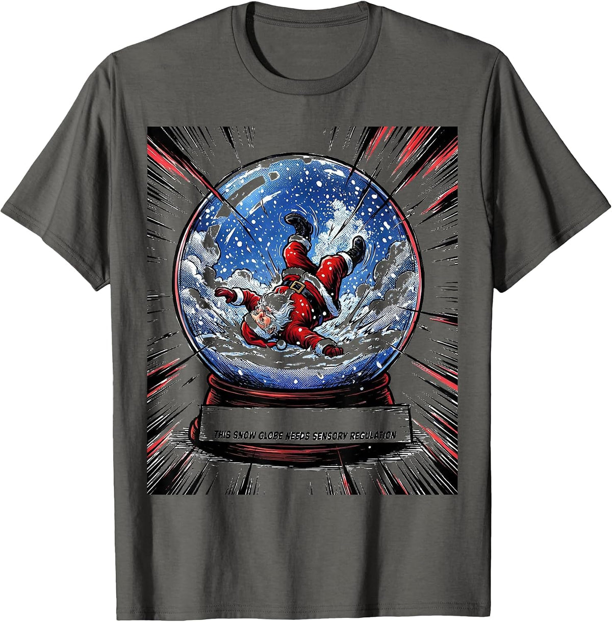 Men's This Snow Globe Needs Sensory Regulation Groovy T-Shirt - Asphalt Grey