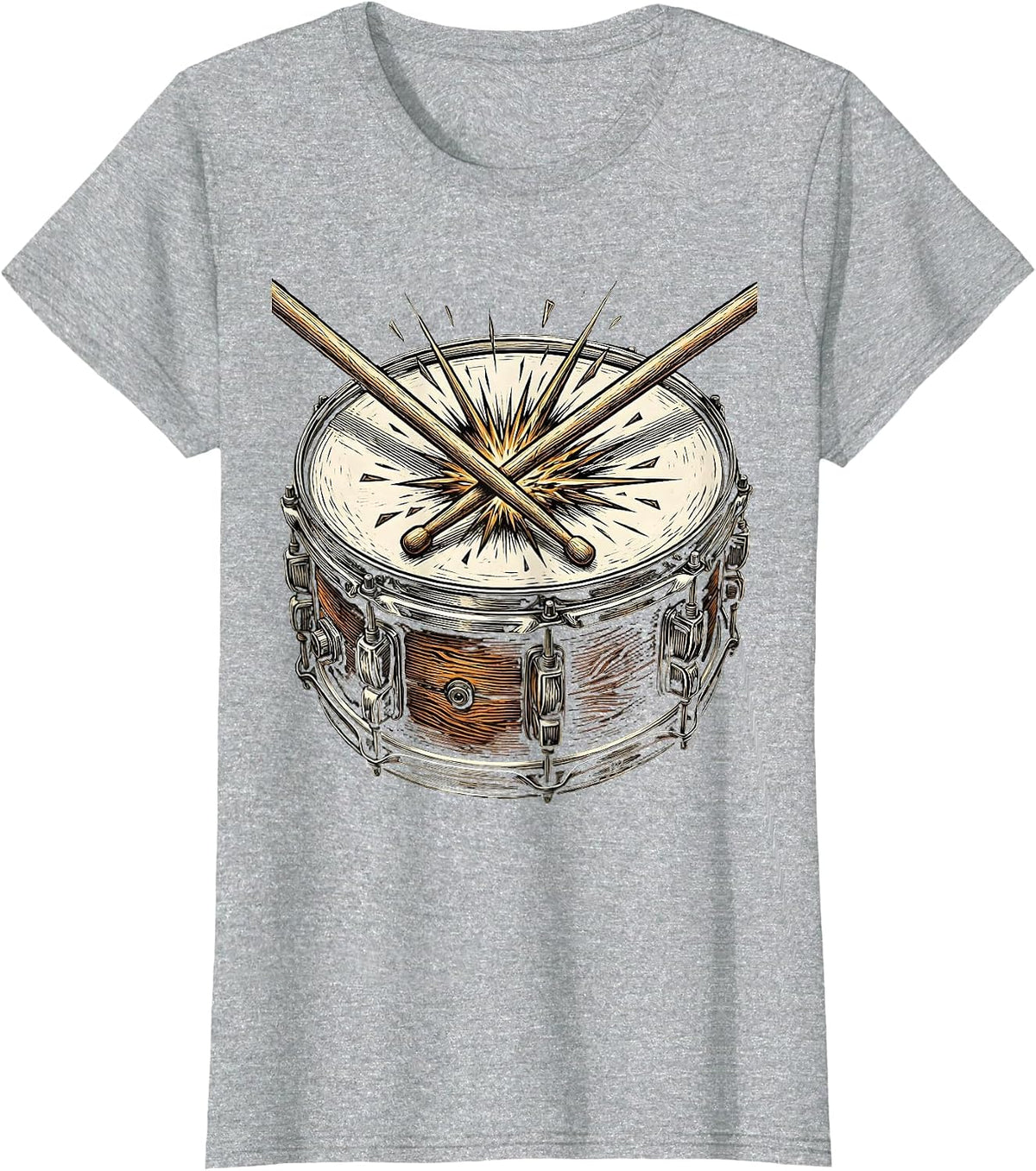 Music Teacher Drumsticks Snare Drum Sparks Graphic T-Shirt - Heather Grey