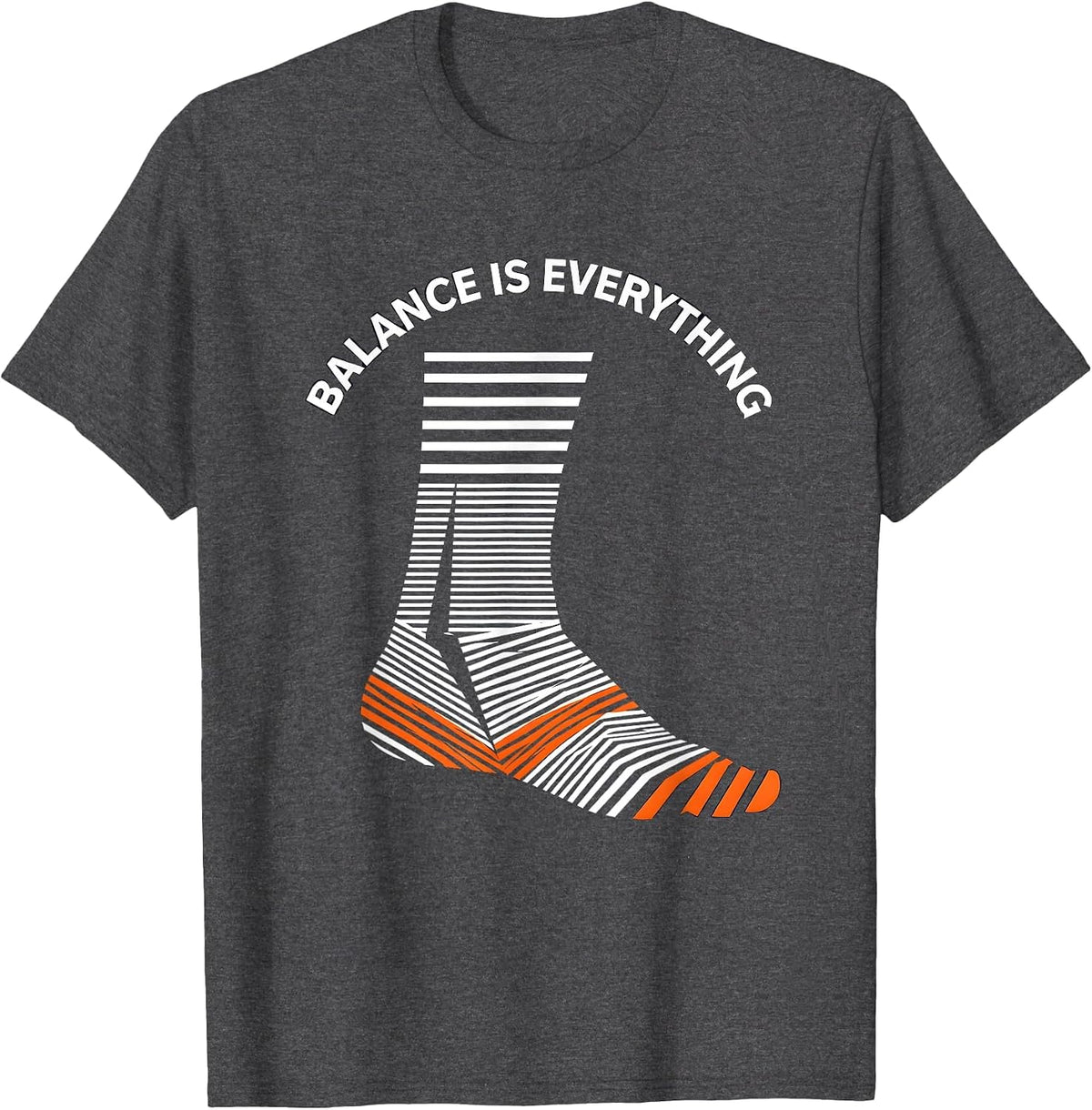 Men's Balance Is Everything Fall Prevention Design T-Shirt - Dark Heather Grey