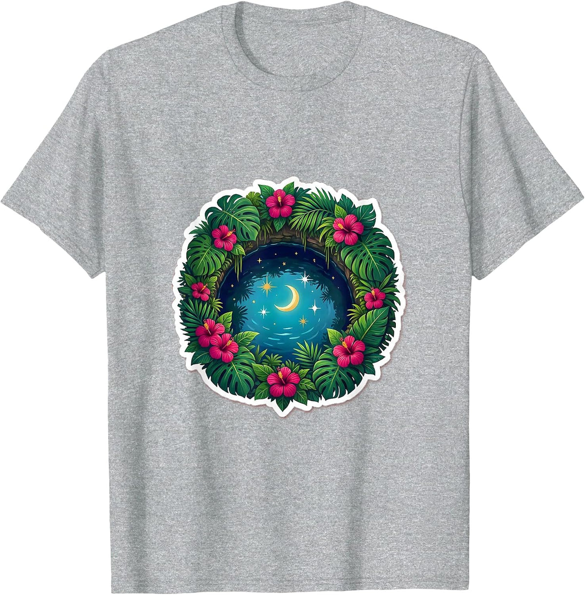Men's Mexico Cenote Starry Night Sky Reflection T-Shirt - Heather Grey