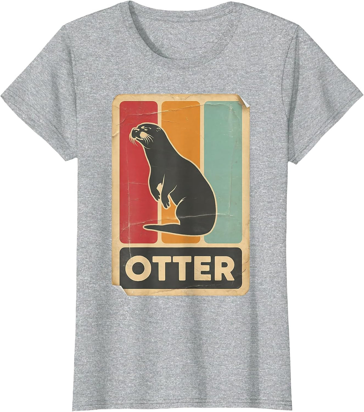 Ocean Animal Sea Fish Vintage Otter T-Shirt - Heather Grey