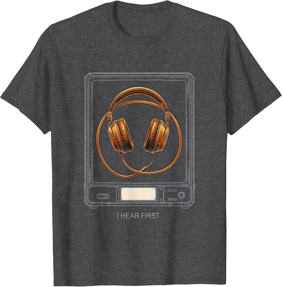 I Hear First Thin Yellow Line 911 Dispatcher Emergency T-Shirt - Dark Heather Grey
