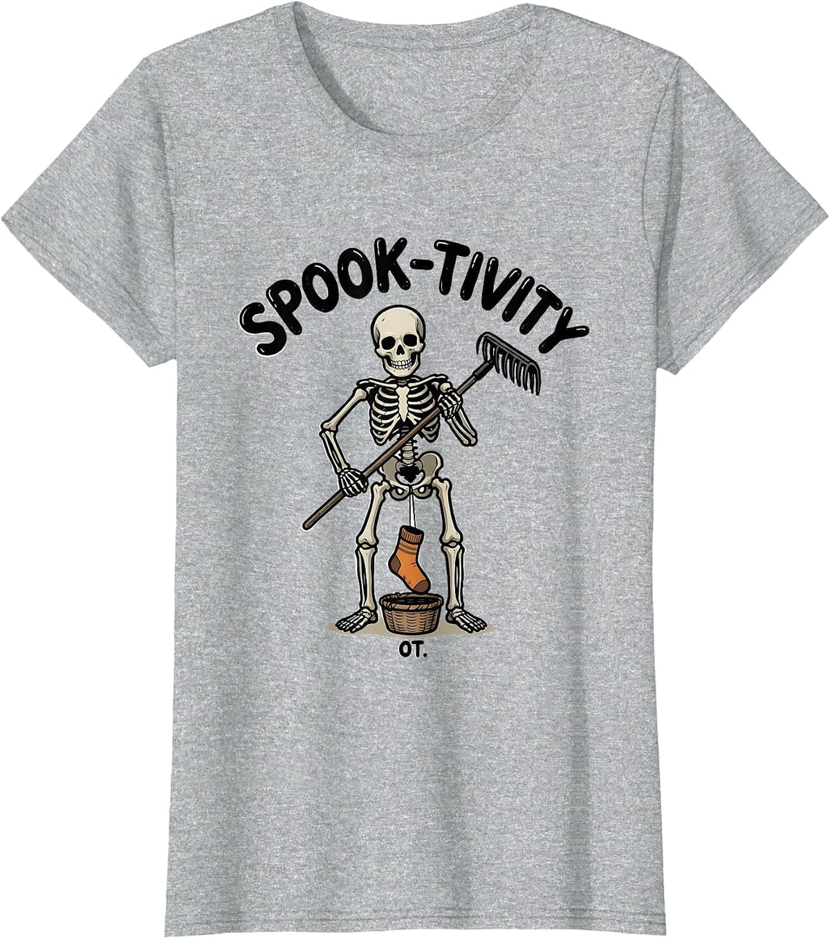 Spook-tivity OT Hand-Sketched Occupational Therapy Halloween T-Shirt - Heather Grey