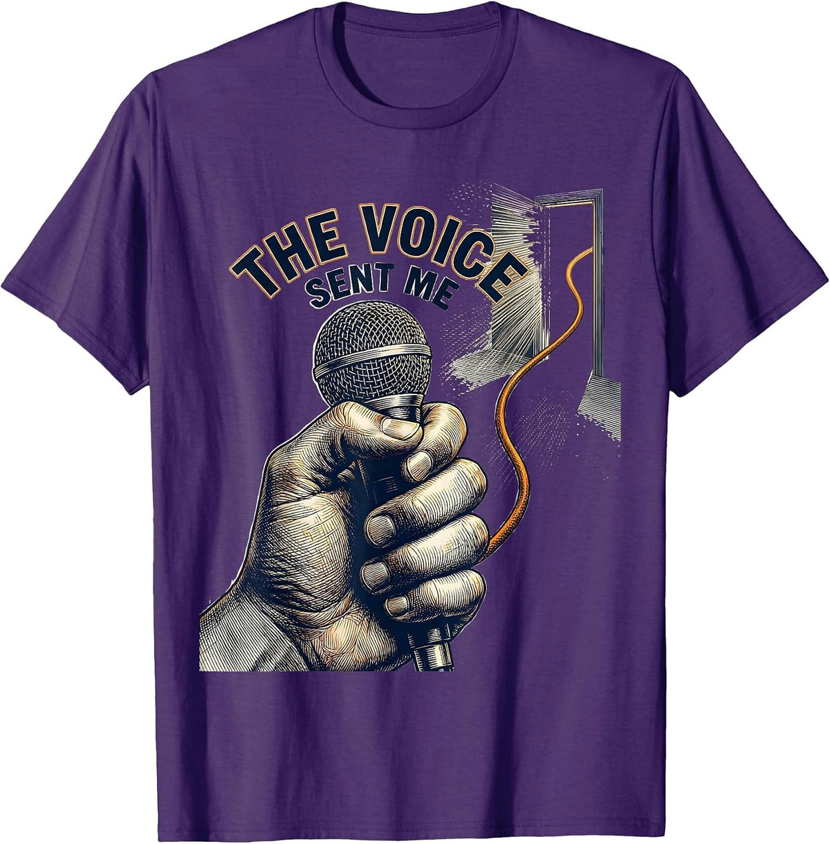The Voice Sent Me Crosshatch Etching 911 Dispatcher Thin T-Shirt - Purple