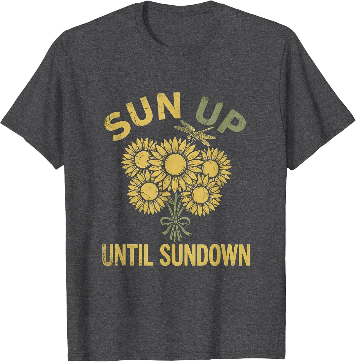 Sun Up Until Sundown Country Girl Design T-Shirt - Dark Heather Grey