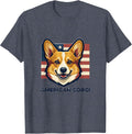 American Corgi Patriotic Corgi Lover USA Flag 4th Of July T-Shirt - Heather Blue