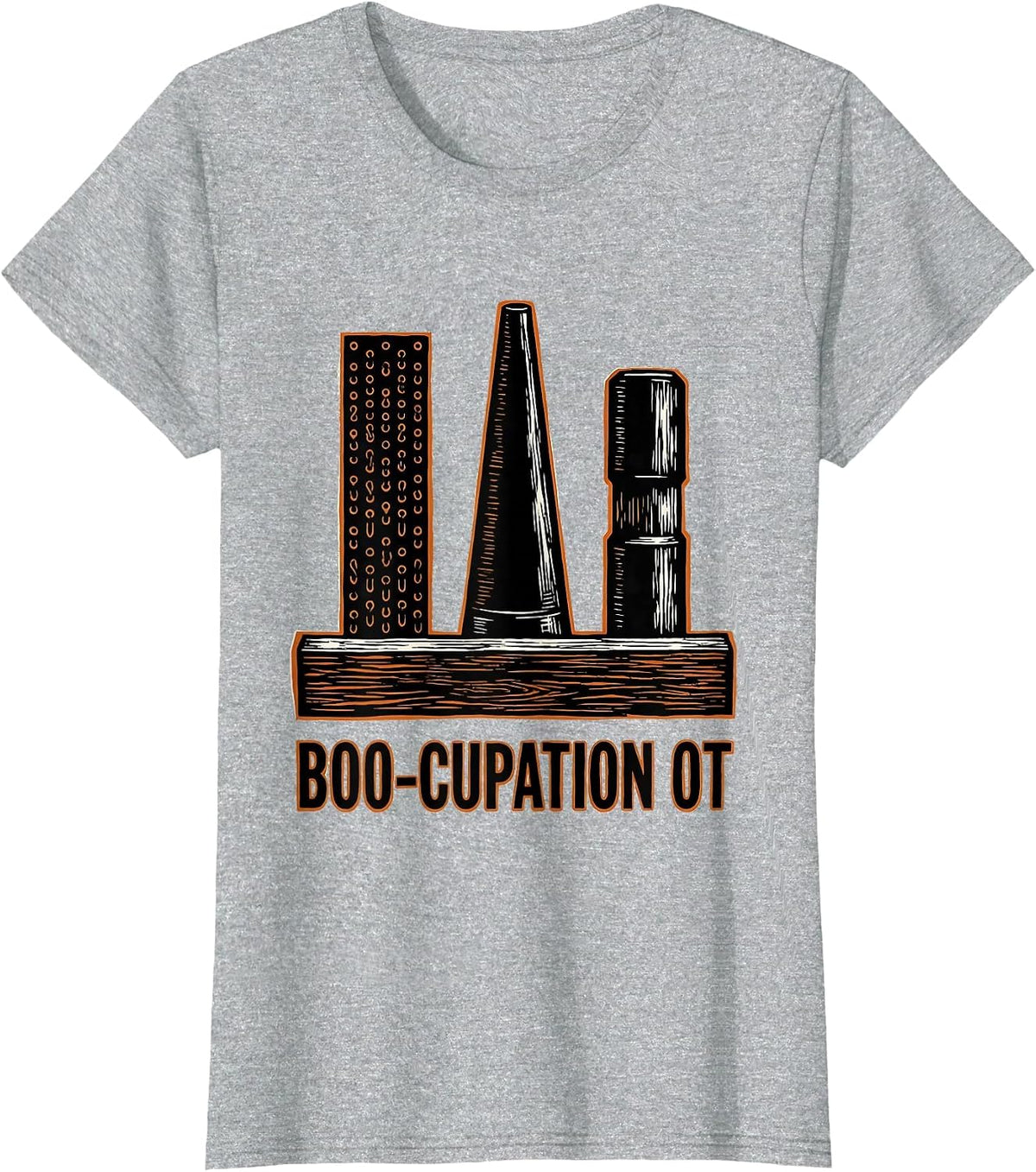 Boo-cupation OT Occupational Therapy Halloween Humor T-Shirt - Heather Grey