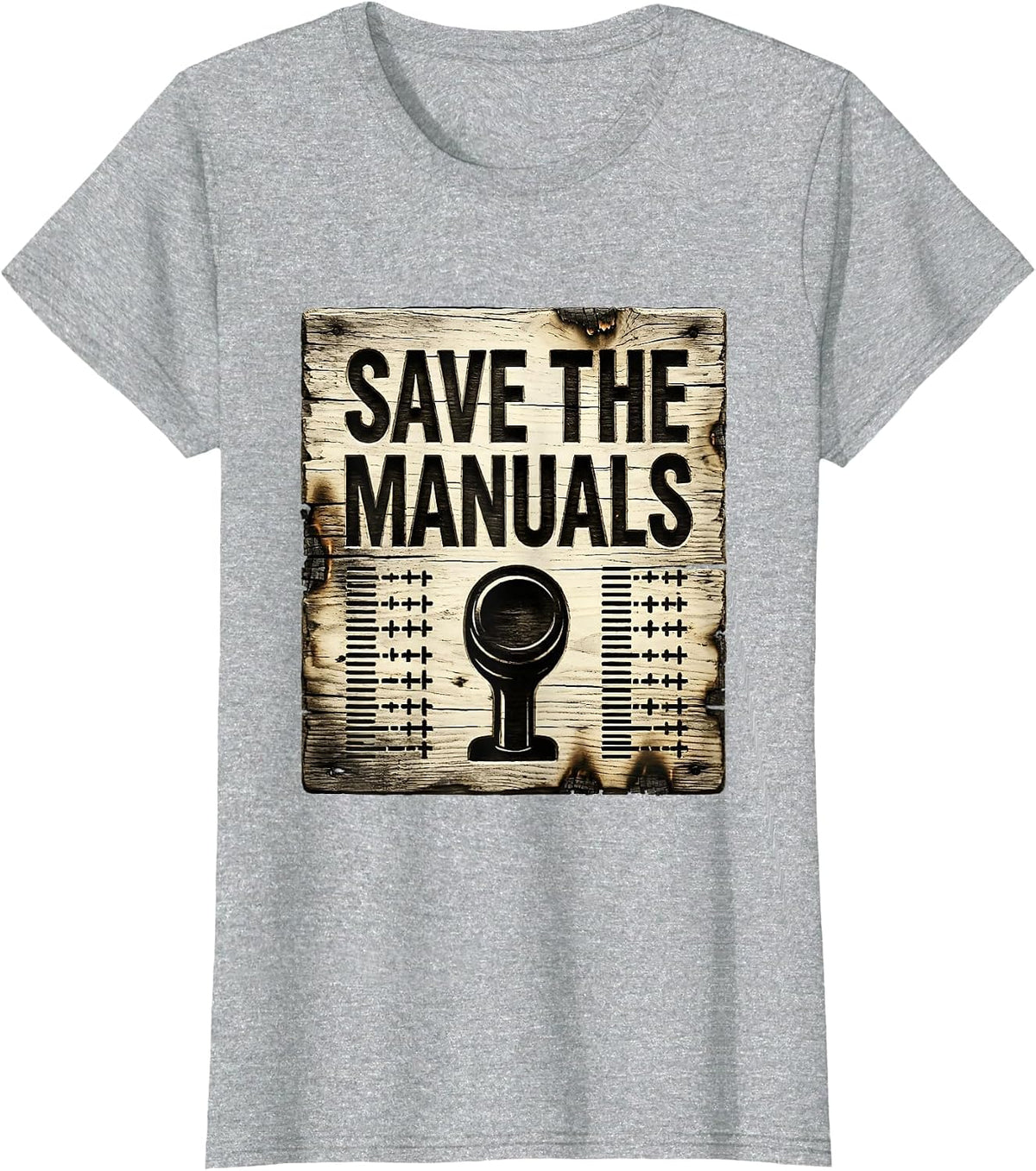 Save The Manuals Stick Shift Conservation Design T-Shirt - Heather Grey