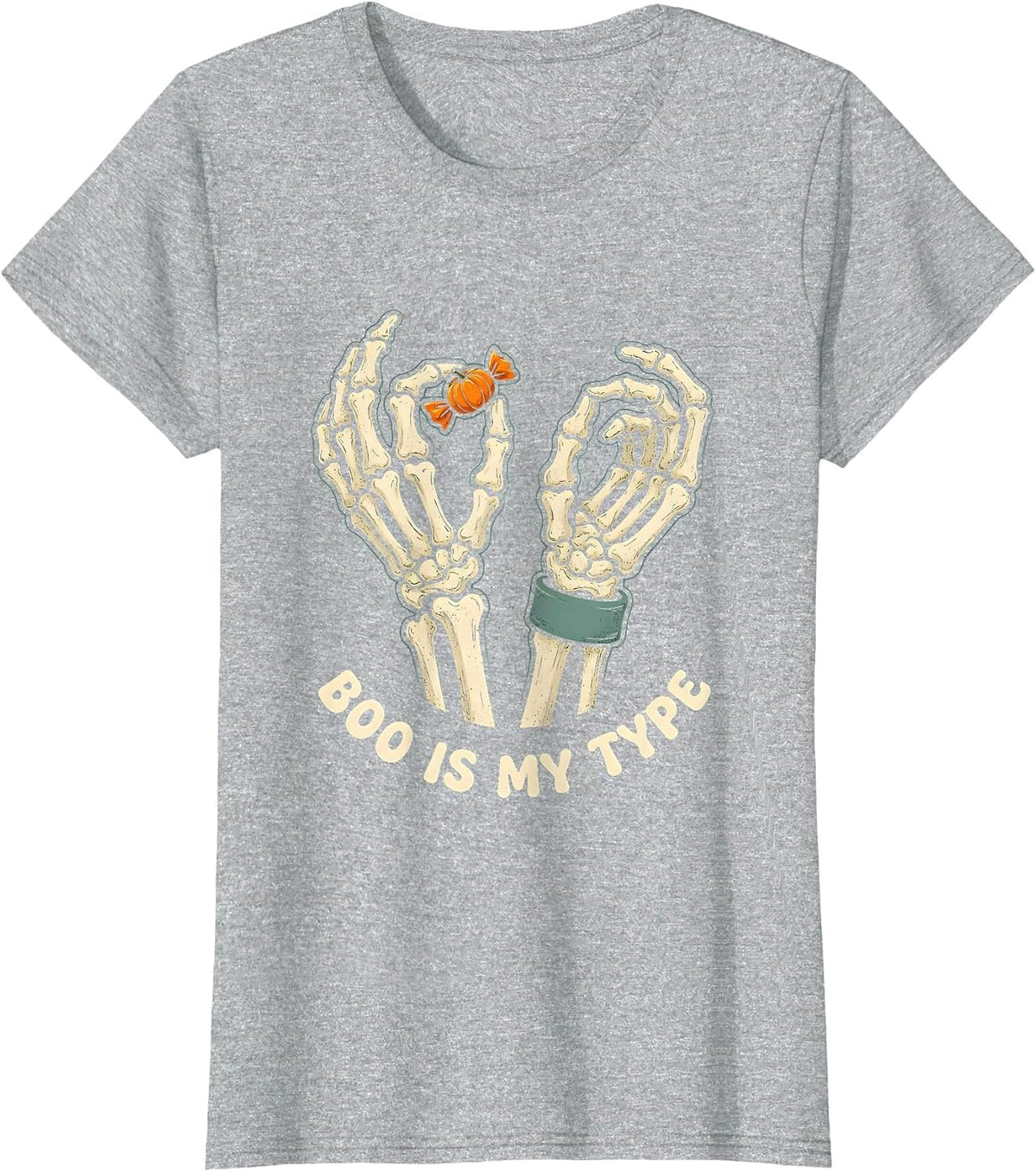 BOO IS MY TYPE Distressed Halloween Lover Dry Humor October T-Shirt - Heather Grey
