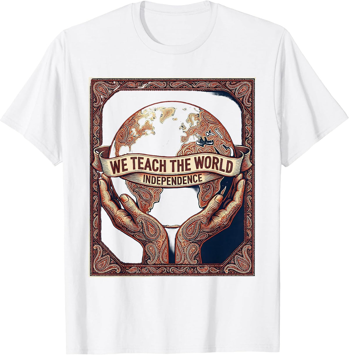 Men's We Teach The World Independence OT Design T-Shirt - White