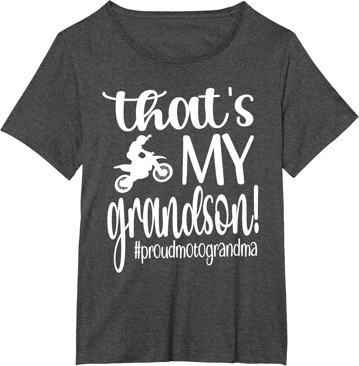 That's My Grandson Proud Motocross Grandma T-Shirt - Dark Heather Grey
