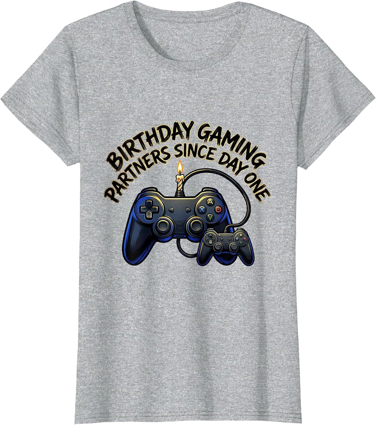Birthday Gaming Partners Since Day One Funny Gamer Dad T-Shirt - Heather Grey